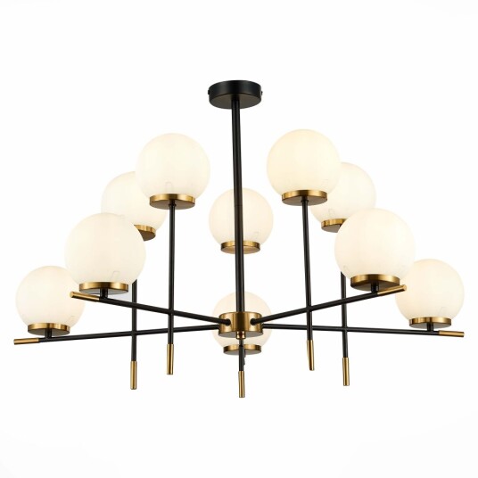 Фото SL1203.402.10 Люстра потолочная ST-Luce Черный, Латунь/Белый E27 10*60W ЛИМАНО