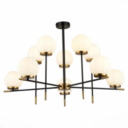 Фото SL1203.402.10 Люстра потолочная ST-Luce Черный, Латунь/Белый E27 10*60W ЛИМАНО