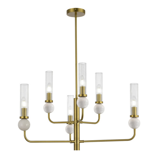 Фото SL1244.303.06 Светильник подвесной ST-Luce латунь/прозрачный E14 6*40W МЕДЕА