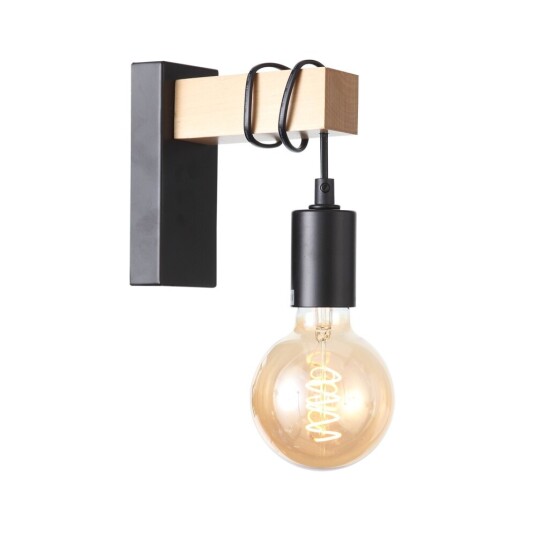 Фото SL1142.401.01 Светильник настенный Черный, Светлое дерево E27 1*60W BAGETTI