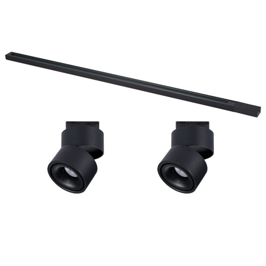 Фото ST2652.430.02 Комплект трековый однофазный, черный, 2 светильника, 1 шинопровод, ST652.436.12, ST001 BASE