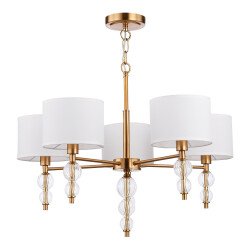 Фото SLE105713-05 Светильник подвесной Латунь, Прозрачный/Белый E14 5*40W RAMER